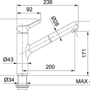 FRANKE ūdens maisītājs Meos hromēts ar izvelkamu uzgali