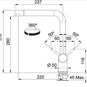 FRANKE ūdens maisītājs ACTIVE-PLUS balts ar fiksētu uzgali