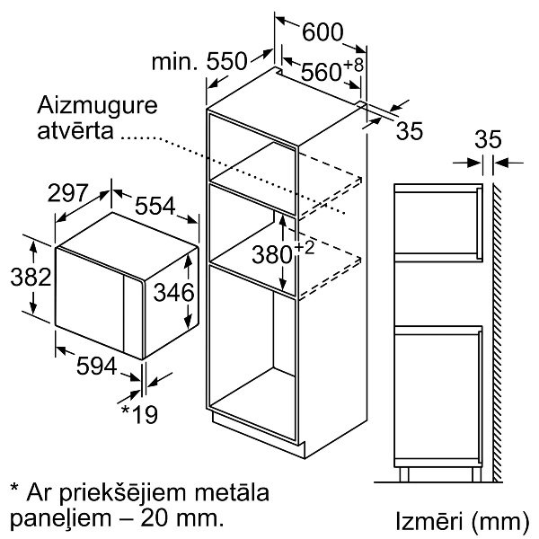 BOSCH iebūvējama mikroviļņu krāsns BFL524MS0