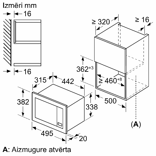 BOSCH iebūvējama mikroviļņu krāsns BFL523MW3