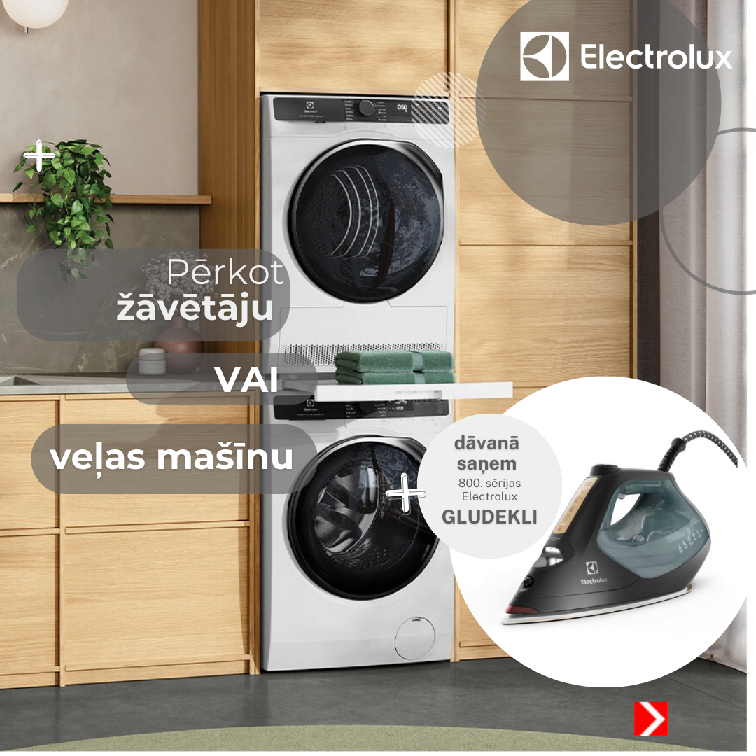 Velas mašīnai un zāvētājam dāvanā gludeklis