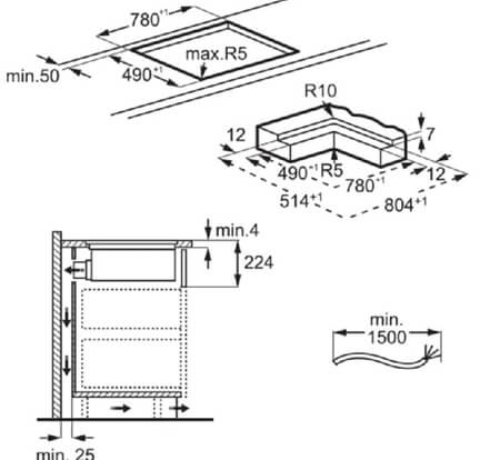 ELECTROLUX indukcijas virsma ar integrētu tvaika nosūcēju KCC84450CZ