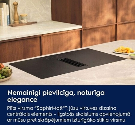 ELECTROLUX indukcijas virsma ar integrētu tvaika nosūcēju KCC84450CZ