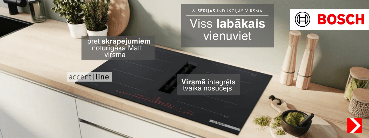 BOSCH indukcijas plīts virsma ar tvaika nosūcēju PXX89BD56E