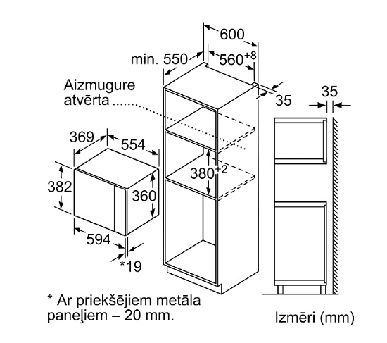 BOSCH iebūvējama mikroviļņu krāsns BFL554MB0