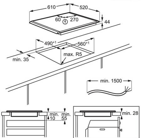 AEG indukcijas plīts virsma NIH64B30AB