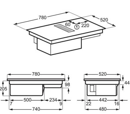 AEG indukcijas plīts virsma ar integrētu tvaika nosūcēju CCE84543FB