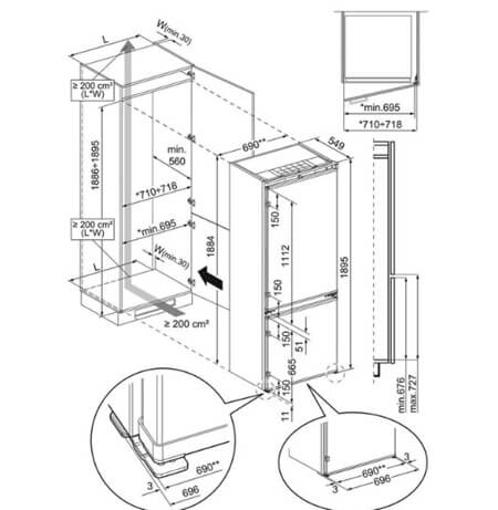 ledusskapis-iebuvejams-aeg-nsc7p751ds-izmeri AEG iebūvējams ledusskapis NSC7P751DS