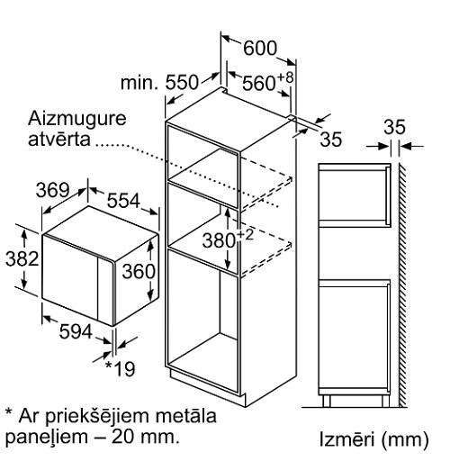 BOSCH iebūvējama mikroviļņu krāsns BFL554MS0