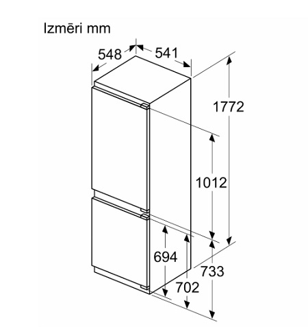 BOSCH iebūvējams ledusskapis ar saldētavu KIV86VFE1