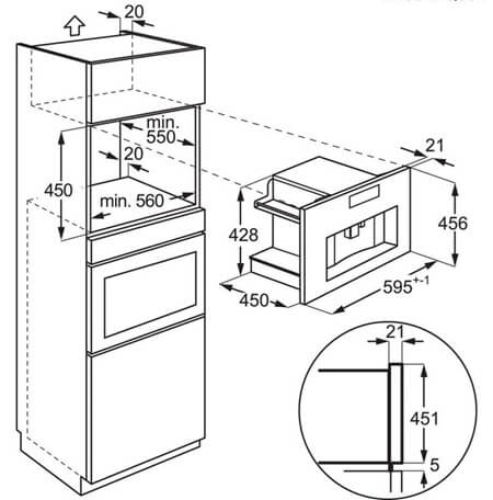 kafijas-automats-iebuvejams-aeg-nkc9n8b-izmeri-iebuvesanas AEG kafijas automāts NKC9N8B