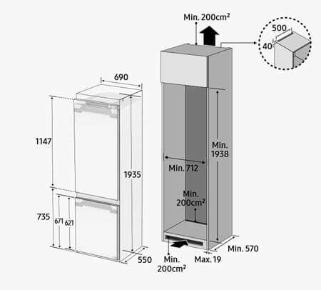 SAMSUNG iebūvējams ledusskapis BRB38G705EWWEF