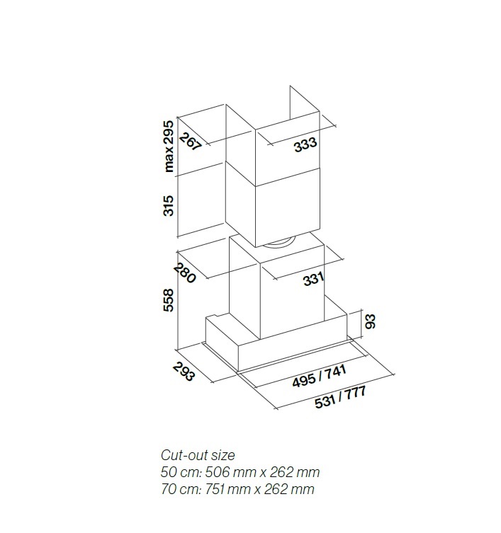 FALMEC INCASSO PLUS NRS tvaika nosūcējs, 50 cm (INCASSO.711.401)