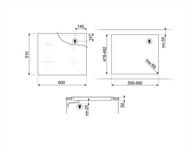 SMEG indukcijas plīts virsma SI1M4634D