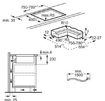 indukcijas-virsma-ar-integretu-tvaika-nosuceju-aeg-th84cc23cz-melna-mateta-iebuves-shema AEG indukcijas virsma ar integrētu tvaika nosūcēju TH84CC23CZ