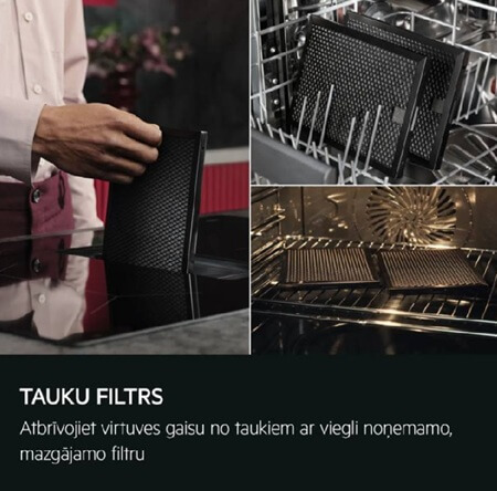 indukcijas-virsma-ar-integretu-tvaika-nosuceju-aeg-th84cc23cz-melna-mateta-tauku-filtra-kopsana AEG indukcijas virsma ar integrētu tvaika nosūcēju TH84CC23CZ