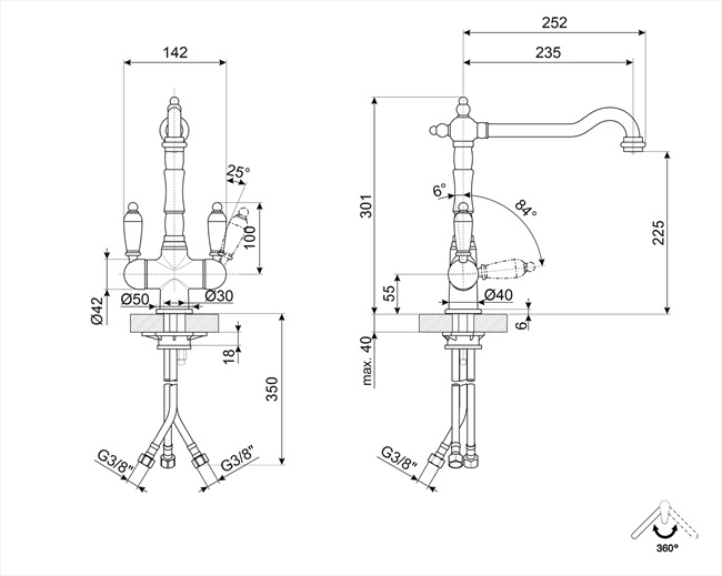 SMEG ūdens maisītājs ar ūdens filtru MAP77OT